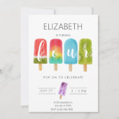 ガール4thバースデーポプシクルサマーパーティー 招待状 (正面)