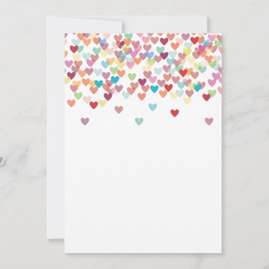 ガール4th誕生日ハート紙吹雪レインボーグリッター 招待状 (裏面)