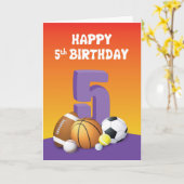 ガール5th誕生日スポーツボール カード (黄色い花)