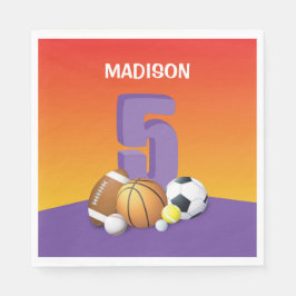 ガール5th誕生日スポーツボール スタンダードランチョンナプキン