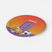 ガール6th誕生日スポーツボール ペーパープレート (アングル)