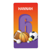 ガール6th誕生日スポーツボール ラベル (正面)