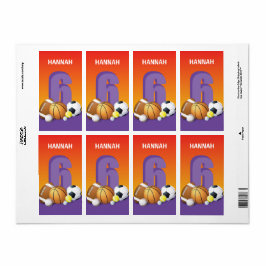 ガール6th誕生日スポーツボール ラベル