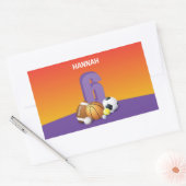 ガール6th誕生日スポーツボール 長方形シール (封筒)