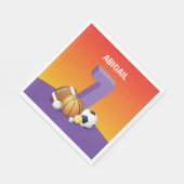 ガール7th誕生日スポーツボール スタンダードランチョンナプキン (角)