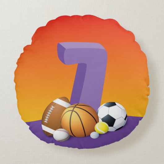 ガール7th誕生日スポーツボール ラウンドクッション (正面)