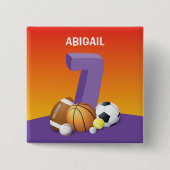 ガール7th誕生日スポーツボール 缶バッジ (正面)