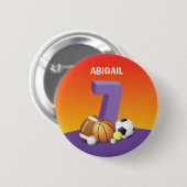 ガール7th誕生日スポーツボール 缶バッジ (正面&裏面)