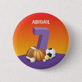 ガール7th誕生日スポーツボール 缶バッジ