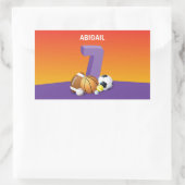 ガール7th誕生日スポーツボール 長方形シール (バッグ)