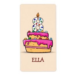 ガール8th誕生日、8オンスイートピンクケーキ ラベル
