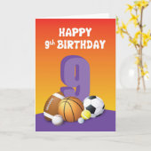 ガール9th誕生日スポーツボール カード (黄色い花)