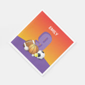 ガール9th誕生日スポーツボール スタンダードランチョンナプキン (角)