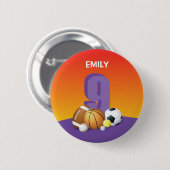 ガール9th誕生日スポーツボール 缶バッジ (正面&裏面)