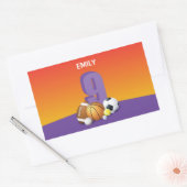 ガール9th誕生日スポーツボール 長方形シール (封筒)