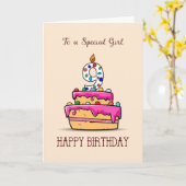 ガール9th誕生日, 9オンスイートピンクケーキ カード (黄色い花)