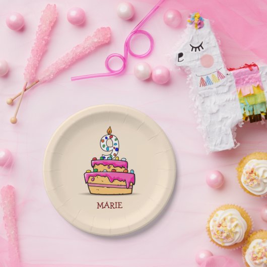 ガール9th誕生日, 9オンスイートピンクケーキ ペーパープレート (パーティー)