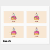 ガール9th誕生日, 9オンスイートピンクケーキ 長方形シール (シート)