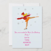 ガール/ア10代のイススケートで滑るパーティー 招待状 (正面)