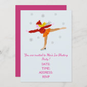 ガール/ア10代のイススケートで滑るパーティー 招待状 (正面/裏面)