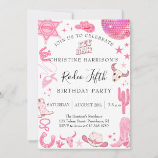 ガール・イェー・ハウ・ロデオ5歳の誕生日  招待状