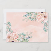 ガール エレファント ワイルド ワン ブラッシュ フラワル バースデー フォト 招待状 (裏面)