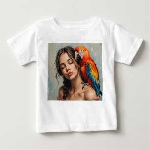 ガール&オウムベビーシャツ ベビーTシャツ