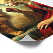 ガール&オレンジタブビーキャットウォールアートアンティーク ポスター (角)