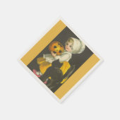 ガール，カボチャ，ネコヴィンテージハロウィーン紙ナプキンス スタンダードカクテルナプキン (角)