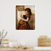 ガール・キティ・キャット・バード・ヴィンテージ・ポスター ポスター (キッチン)