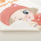 ガール&キャットオレンジバラ+名前をカスタムする シェルパブランケット (3/4)