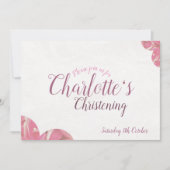 ガール《キリスト教》洗礼式や命名式ピンク&ホワイトフラワー招待状 招待状 (正面)