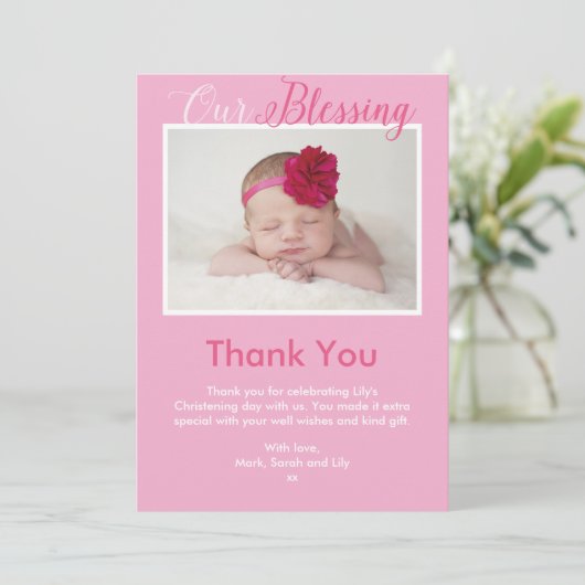 ガール《キリスト教》洗礼式や命名式/バプティスマサンキューカード 招待状 (スタンド正面)