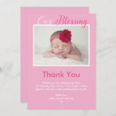 ガール《キリスト教》洗礼式や命名式/バプティスマサンキューカード 招待状 (正面/裏面)