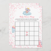 ガール・コアラ熊ベビーシャワービンゴカード 招待状 (正面/裏面)