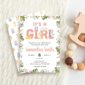 ガール サファリ アニマル ベイビー シャワー 招待状