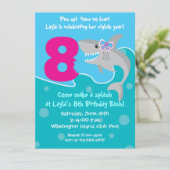 ガール·シャーク·バイト·招待状- 8歳の誕生日パーティー 招待状 (スタンド正面)