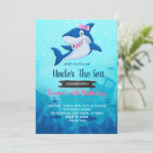 ガール·シャーク·バースデー·パーティーの招待 招待状 (スタンド正面)