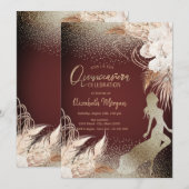 ガール シルエット, フラワーズ ボヘミアン パンパス グラス 招待状 (正面/裏面)