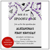 ガール スカル スプーキー ハロウィン 1歳の誕生日 招待状