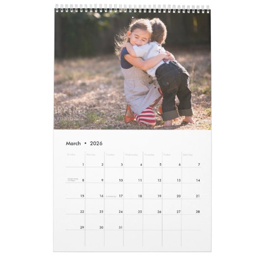 ガール&スノークリスマスのカレンパーソナライズされたダー カレンダー (3月 2026)