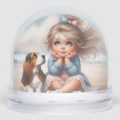 ガール&バセット・ハウンド・パピー (正面)