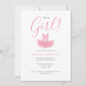 ガール バレリーナ ピンク ベビーシャワー 招待状 (正面)