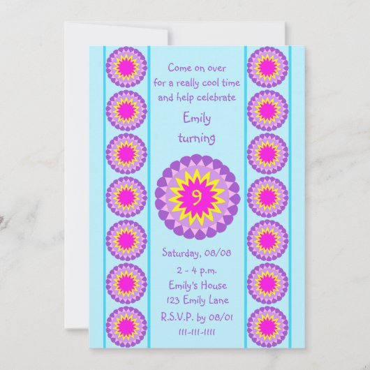 ガール·バースデー·パーティー·インビテーション·アニー·アジ·ブルー 招待状 (正面)