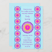 ガール·バースデー·パーティー·インビテーション·アニー·アジ·ブルー 招待状 (正面/裏面)