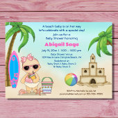 ガール ビーチ ベイビー サンドキャッスル サーフボード ベイビー シャワー 招待状