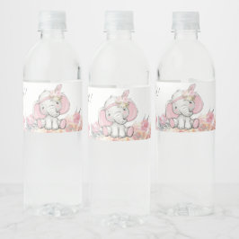 ガール ピンク ボホ エレファント ベビーシャワー ペットボトルラベル