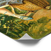 ガール&ブンニーフローラヴィンテージイースターランドスケープ ポスター (角)