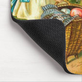 ガール&ブンニーフローラヴィンテージイースターランドスケープ マウスパッド (コーナー)