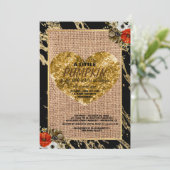 ガール ベイビー シャワー 秋のカボチャ ラスティック バルラップ ウッド 招待状 (スタンド正面)